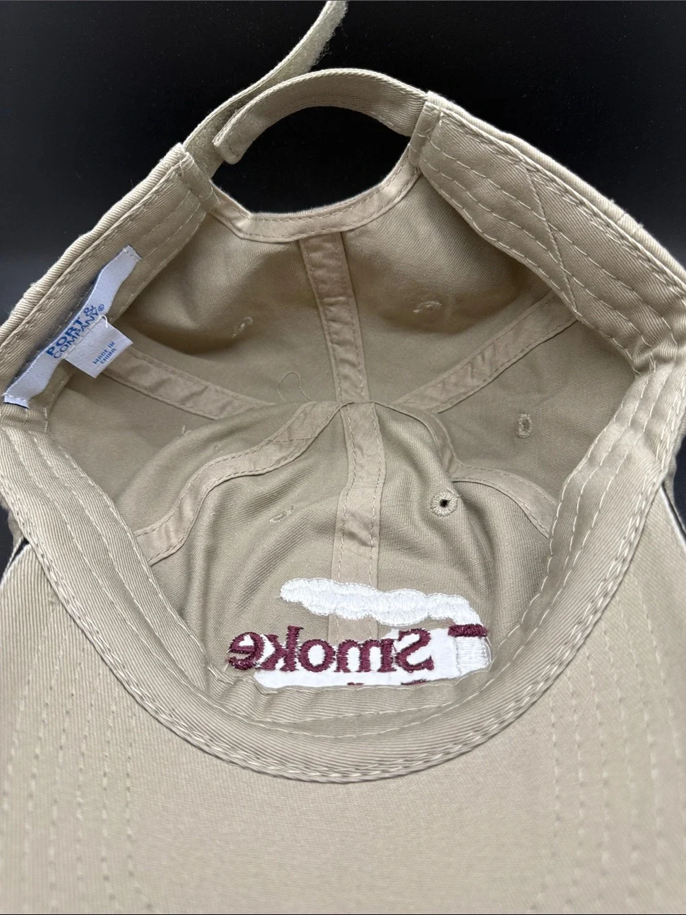 Port and Company 100% Cotton Baseball Hat Smoke School Velcro Back